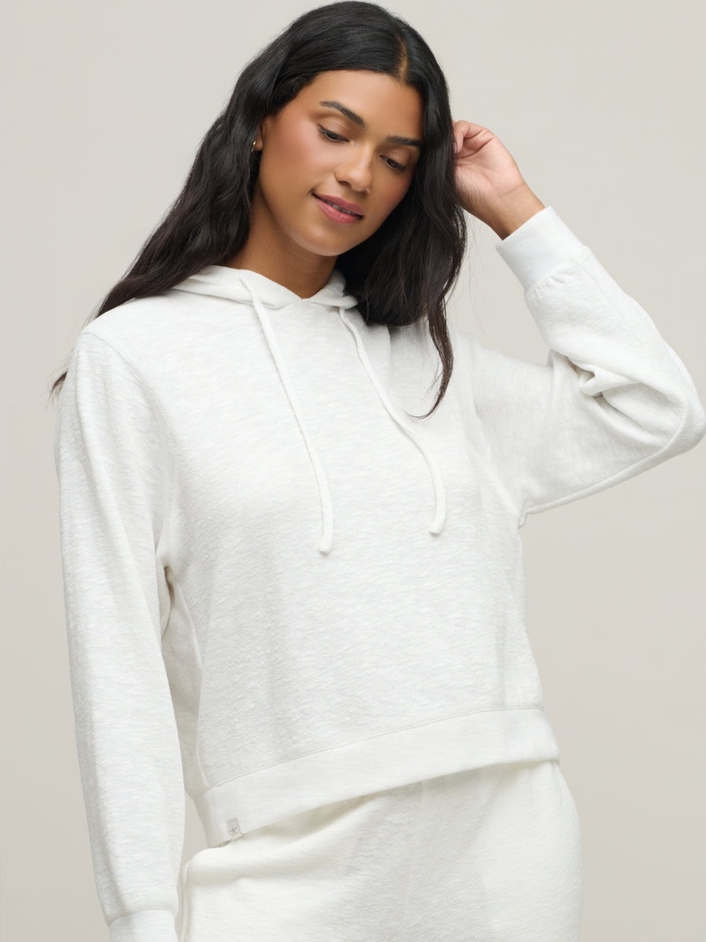 NWT Barefoot Dreams Slub Double Knit Seamed Hoodie
